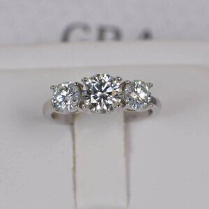 Certified 2.0ct 3 Stone Brilliant Cut Moissanite Engagement Ring